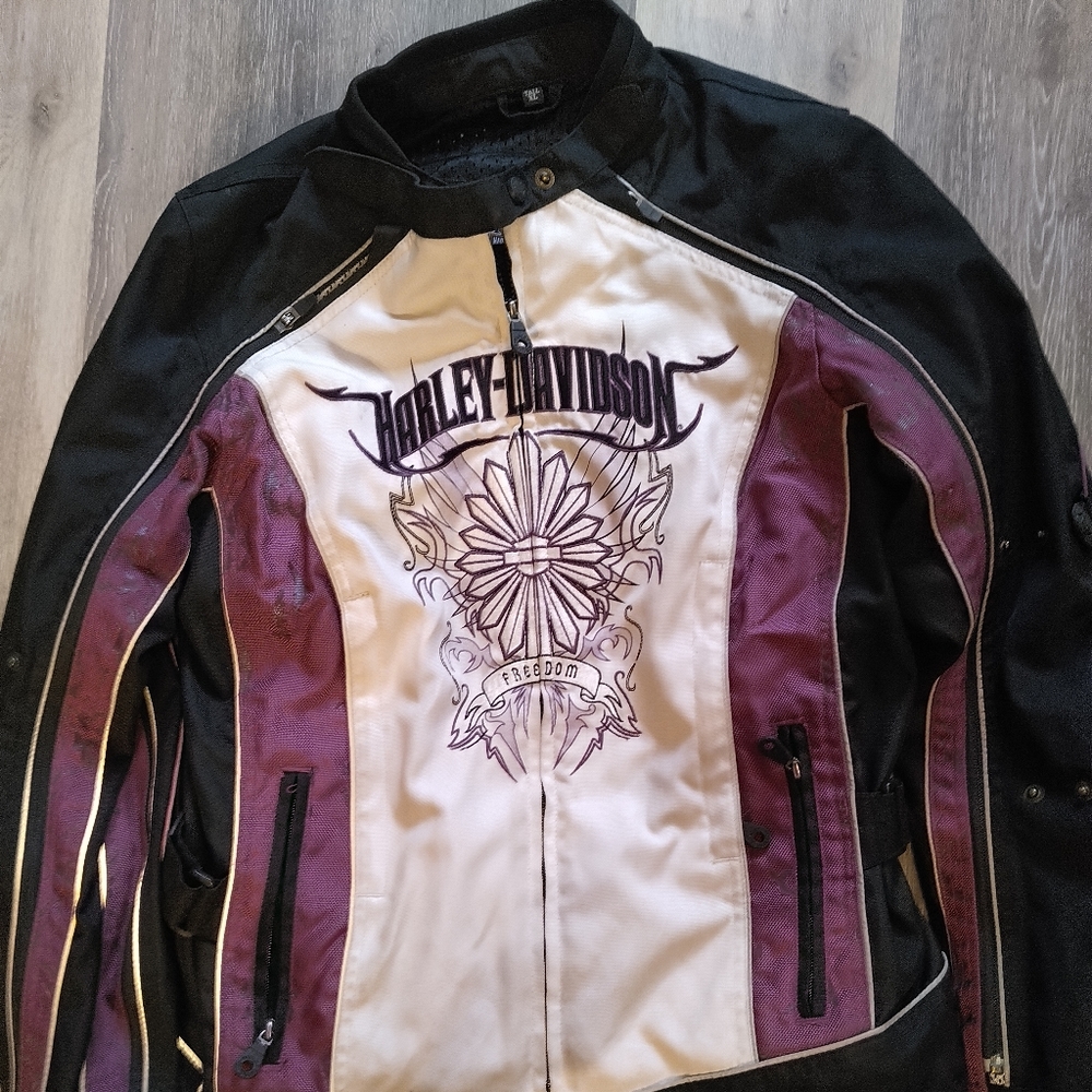 Harley Davidson women's heavy nylon jacket w zip out liner and waterproof liner